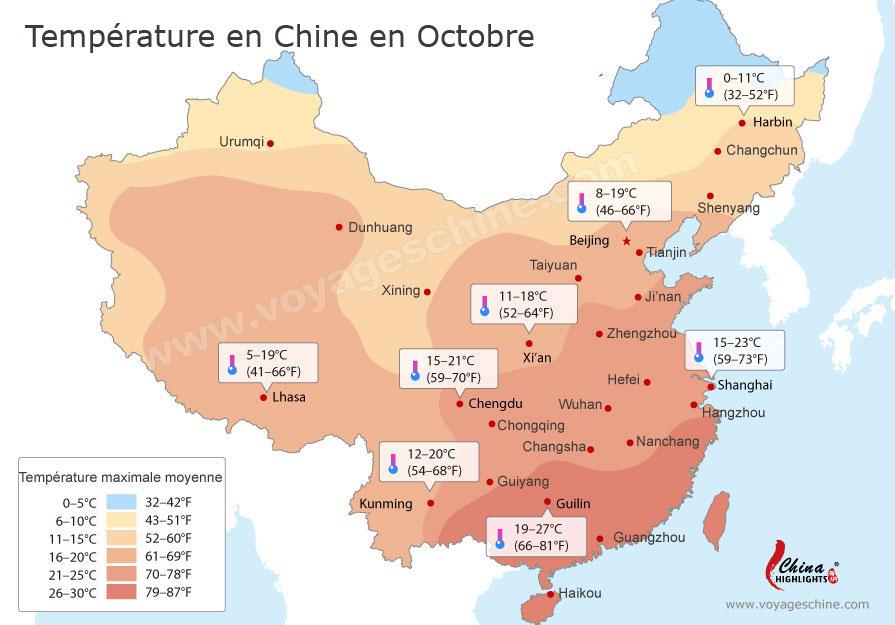 Chine En Octobre Climat Et Temperatures Mensuelles Moyennes De La Chine En Octobre Voyages Chine