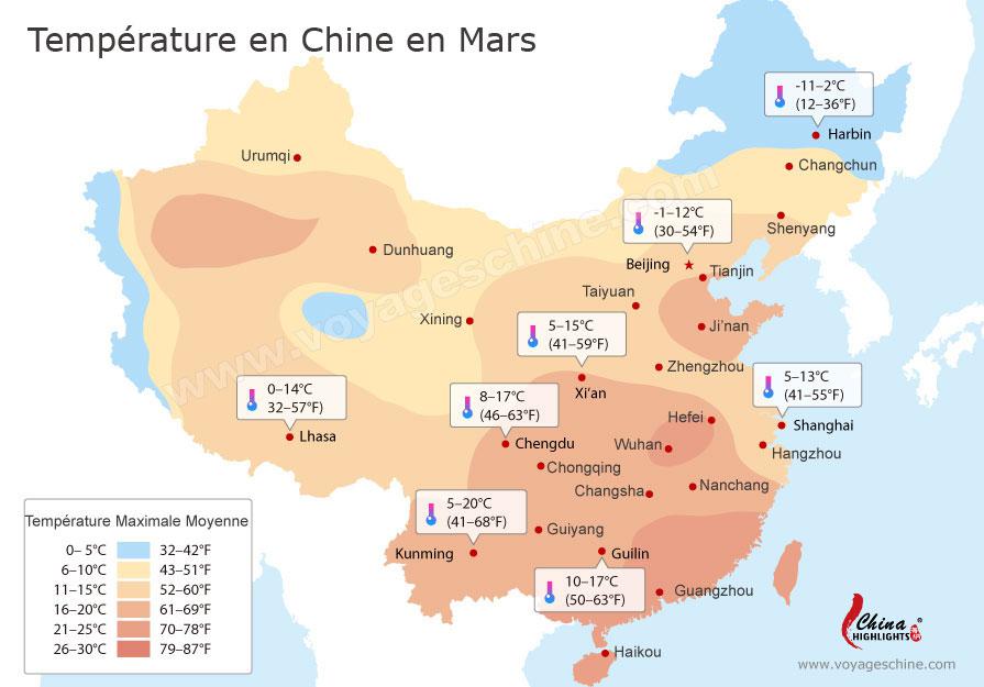 Chine En Mars Climat Et Temperatures Mensuelles Moyennes De La Chine En Novembre Voyages Chine