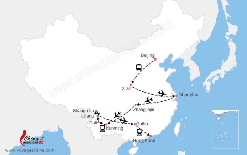 Circuit Chine 21 jours carte